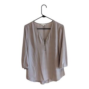 Maurices Taupe Polka Dot Blouse
